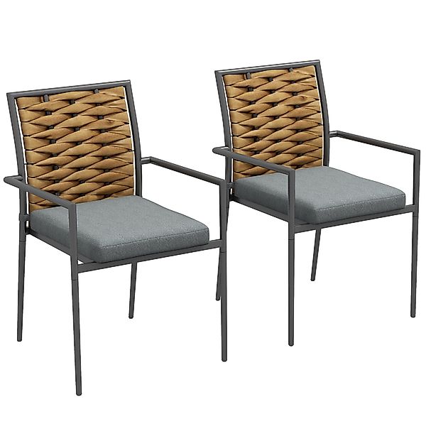 Outsunny Sitzgruppe 2er-Set Rattan Gartenstuhl Stapelbarer günstig online kaufen