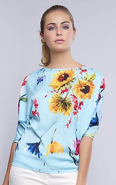 Passioni T-Shirt mit abstraktem Blumenmuster günstig online kaufen
