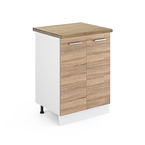 Vicco Küchenunterschrank R-Line Küchenkommode Sonoma/Weiß 60 cm ohne Arbeit günstig online kaufen
