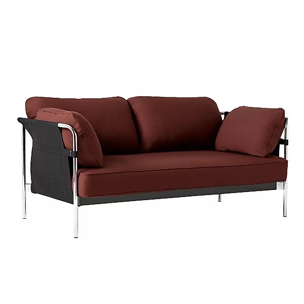 HAY - Can 2.0 2-Sitzer Sofa Gestell Stahl verchromt - dunkelrot/Stoff Kvadr günstig online kaufen