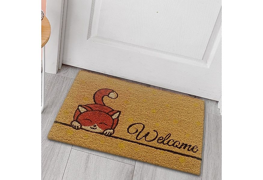 Carpetia Fußmatte Schuhabtreter aus Kokos, umweltfreundlich, Kätzchen orang günstig online kaufen
