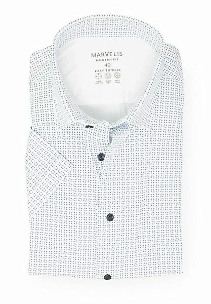 MARVELIS Kurzarmhemd Easy to Wear - Kurzarmhemd - Modern Fit - Muster - Wei günstig online kaufen