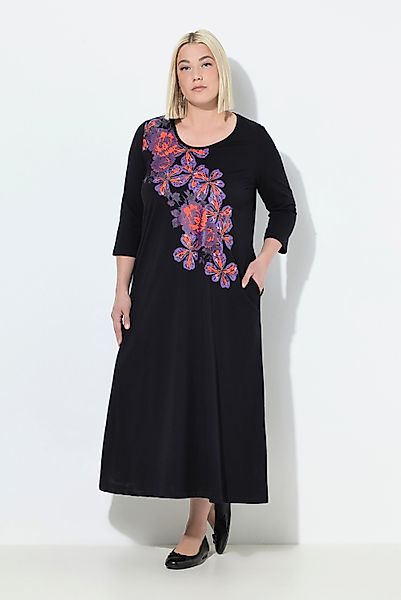 Ulla Popken Maxikleid Jerseykleid Blüten A-Linie günstig online kaufen