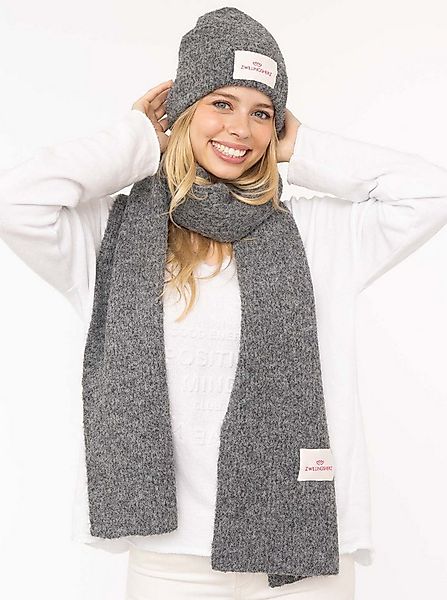 Zwillingsherz Strickschal "Zwillingsherz Patch", gerippt, mit Wolle und Pat günstig online kaufen