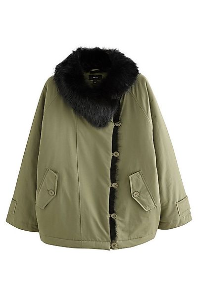 Next Fellimitatmantel Parka mit Kapuze und Kontrast-Kunstfellbesatz (1-tlg) günstig online kaufen