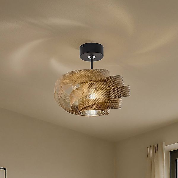 Deckenleuchte Vento, schwarz/gold, Metall, Ø 40 cm, E27 günstig online kaufen