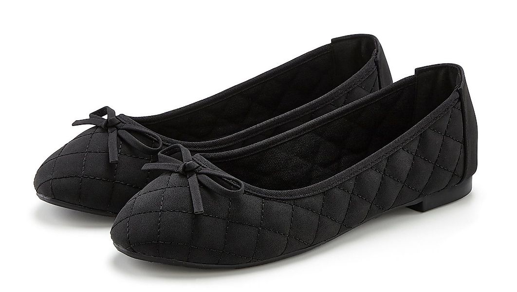 LASCANA Slipper, Schlüpfschuh Ballerina mit Schleifenapplikation VEGAN günstig online kaufen
