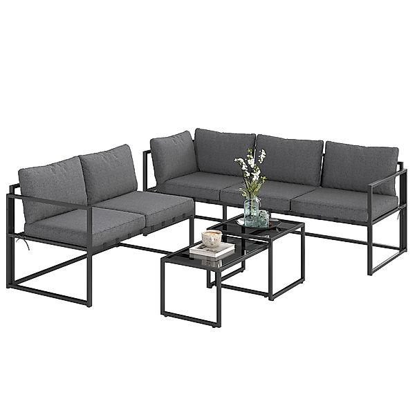 Outsunny Gartenmöbel-Set für den Außenbereich mit Dreisitzer-Sofa, Zweisitz günstig online kaufen