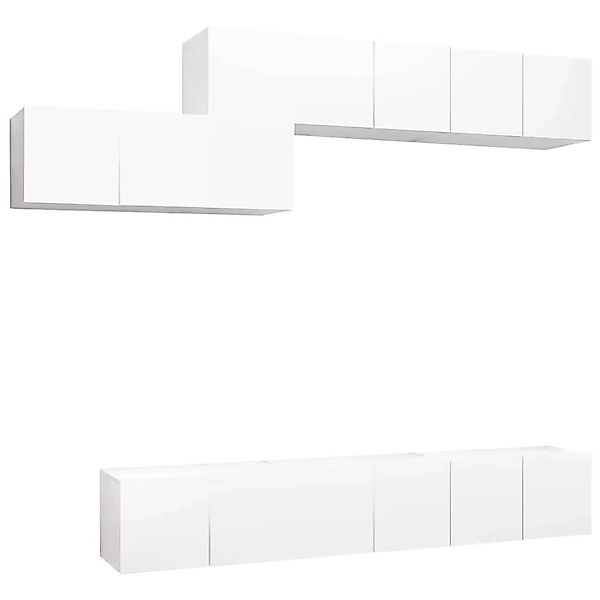 vidaXL 7 Tlg TV-Schrank-Set Weiß Holzwerkstoff 3078729 günstig online kaufen