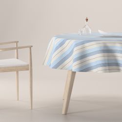 Runde Tischdecke, blau-weiß, Vibes (144-98) günstig online kaufen