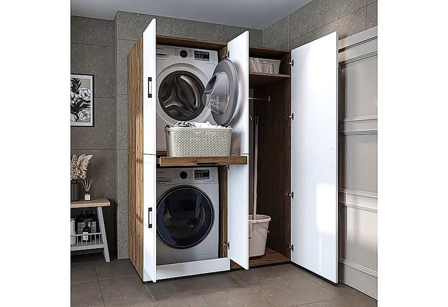 Roomart Waschmaschinenumbauschrank Waschmaschinenschrank DORA 130 cm mit Tr günstig online kaufen