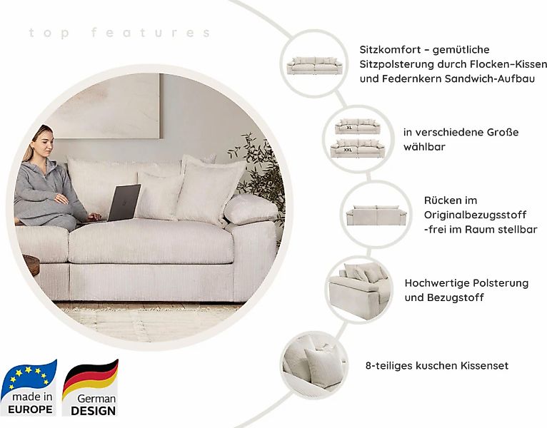 Home affaire Polsterhocker »Soft&Cosy XXL«, Mega-Hocker, in Cord oder Cheni günstig online kaufen