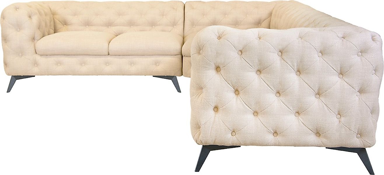 Leonique Chesterfield-Sofa "Ecksofa GLYNIS L-Form mit Wellenunterfederung, günstig online kaufen