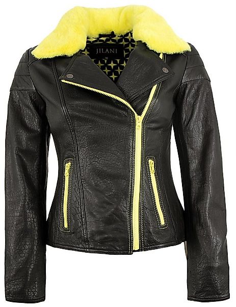 Jilani Lederjacke Alla Jilani - Damen Lederjacke Bikerjacke Lammnappa schwa günstig online kaufen