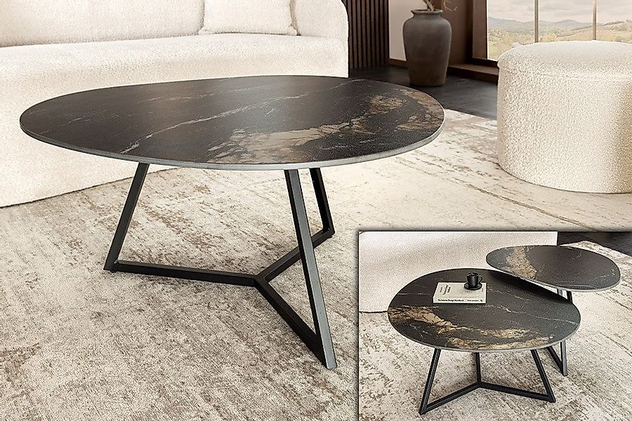 riess-ambiente Couchtisch MARVELOUS 90cm schwarz – Keramik, Metallgestell, günstig online kaufen