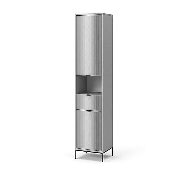 Vicco Hochschrank Eliza, Grau/Grau, 40 x 190 cm mit Türen, und Schublade günstig online kaufen