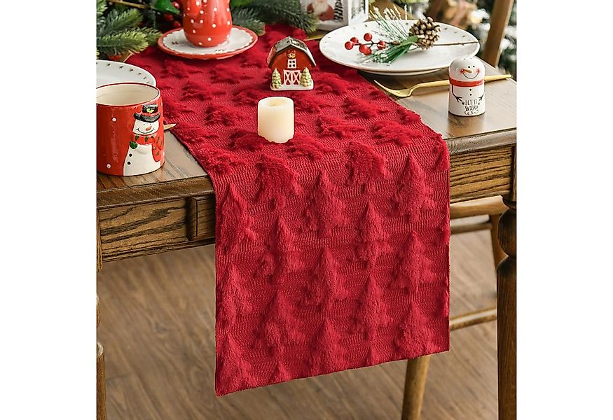 FOUORTUNATE-BEE Tischläufer Weihnachtlicher Tischläufer in Rot – Flauschige günstig online kaufen