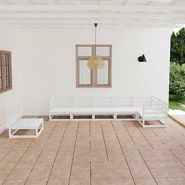 7-tlg. Garten-lounge-set Weiß Kiefer Massivholz günstig online kaufen