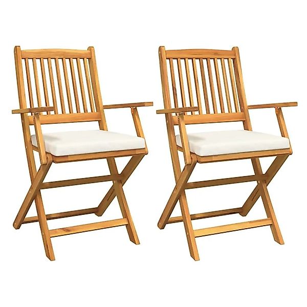 vidaXL Klappstuhl mit Kissen 2 Stk Braun Massivholz Akazie 42000955 günstig online kaufen