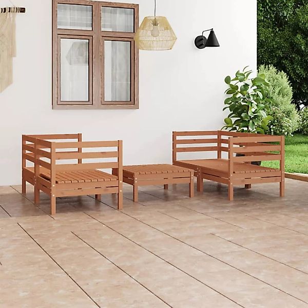 5-tlg. Garten-lounge-set Honigbraun Massivholz Kiefer günstig online kaufen