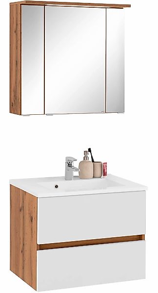 welltime Badmöbel-Set "Lucca" 2 Stk. tlg. Breite 60 cm, mit LED-Spiegelschr günstig online kaufen