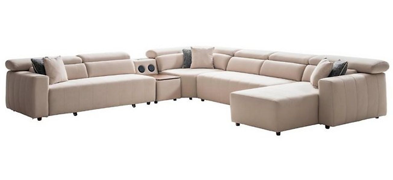 JVmoebel Ecksofa Ecksofa Stoff U-Form Bettfunktion Couch Design Polster Tex günstig online kaufen