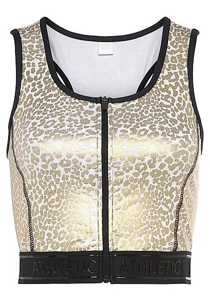 LASCANA ACTIVE Crop-Top, Sporttop mit glänzendem Animalprint und 3D-Schrift günstig online kaufen