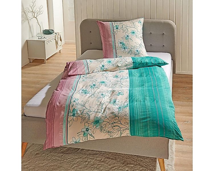 TRAUMSCHLAF Bettwäsche Fiori grün, Mikrofaser, 2 teilig günstig online kaufen