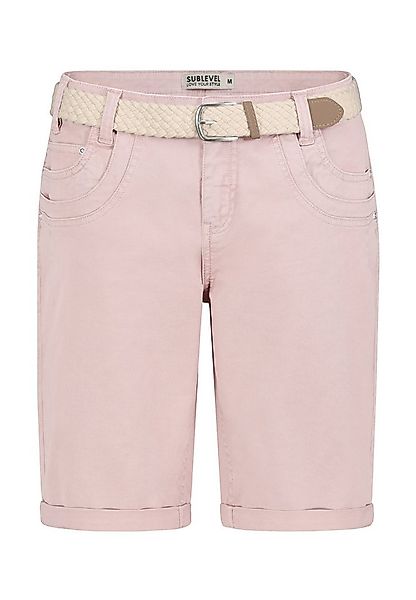 SUBLEVEL Bermudas Damen Sommer Stoffhose kurz mit buntem Flechtgürte Sommer günstig online kaufen