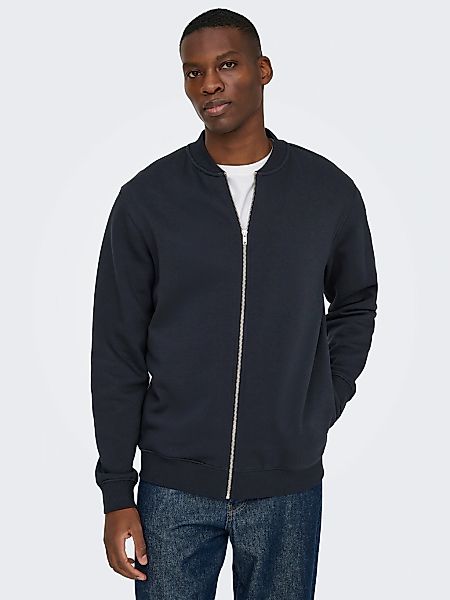 ONLY & SONS Sweatjacke "ONSCERES REG ZIP BOMBER JCK NOOS" Baumwollmischung, günstig online kaufen