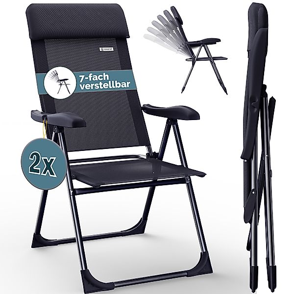Gartenstuhl klappbar 2er-Set Anthrazit Alu Hochlehner verstellbar günstig online kaufen