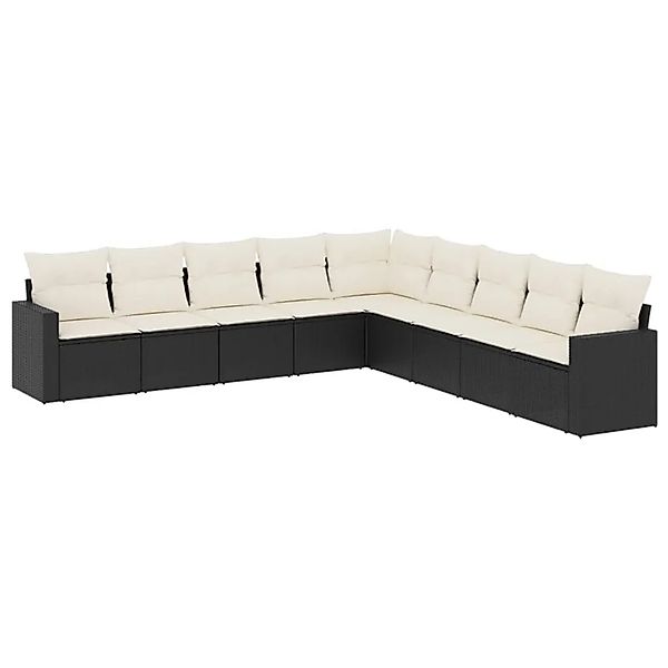 vidaXL 9-Tlg Garten-Sofagarnitur mit Kissen Schwarz Poly Rattan 3251423 günstig online kaufen