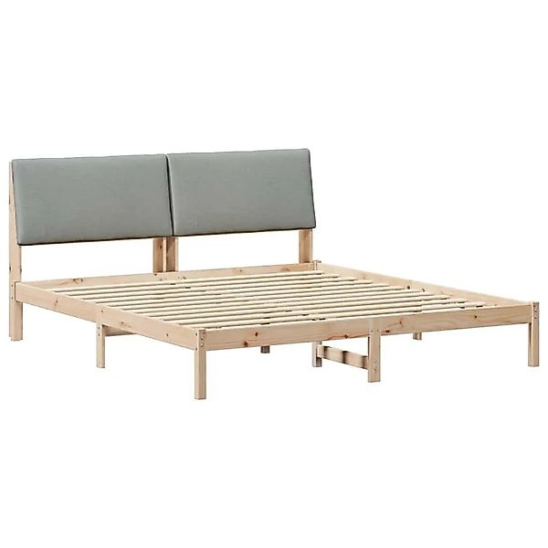 vidaXL Bettgestell Braun und Hellgrau 200 x 200 cm Massivholz Kiefer 339435 günstig online kaufen