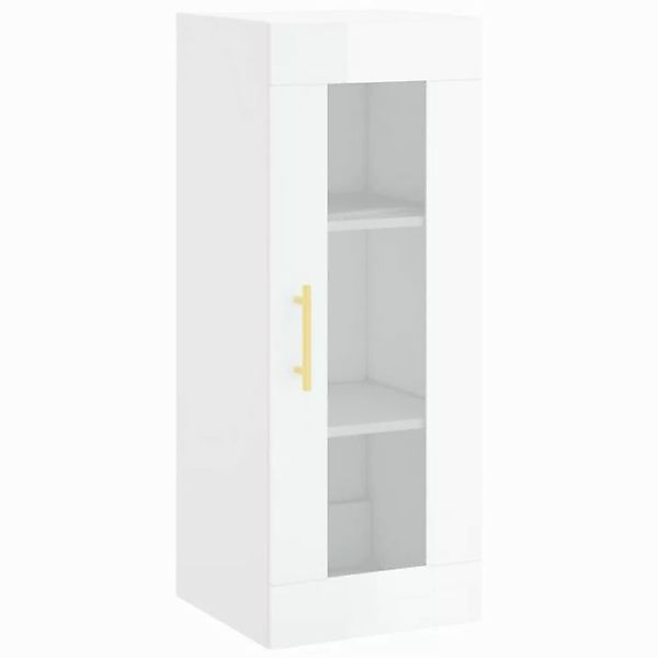 vidaXL Hängeschrank Wandschrank Hochglanz-Weiß 34,5x34x90 cm Glas Vitrine H günstig online kaufen