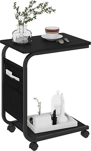 Woltu Couchtisch (1-St), mit 2 Ablagen 1 Seitentasche auf Rollen günstig online kaufen