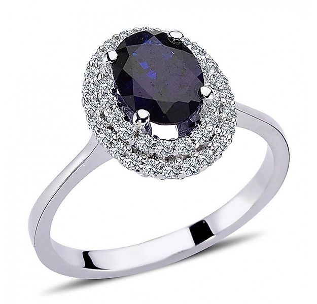 EinStein Diamant Diamantring Diamant Oval Saphir Entourage Halo Ring 14 Kar günstig online kaufen