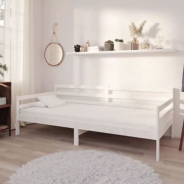 Tagesbett Mit Matratze 90x200 Cm Weiß Kiefer Massivholz günstig online kaufen