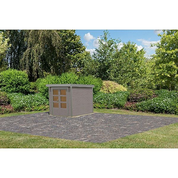 Karibu Gartenhaus Diego D Wassergrau/Graualuminium 208,5 x 209 x 213 cm günstig online kaufen