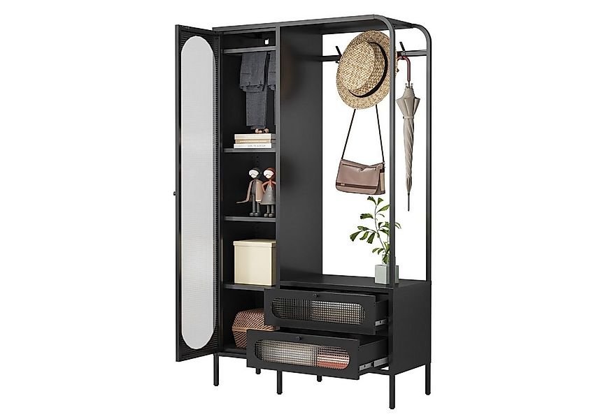 Coemo Standvitrine PARIS (1-St) Schwarz Garderobenschrank, 2 Schubladen, Me günstig online kaufen
