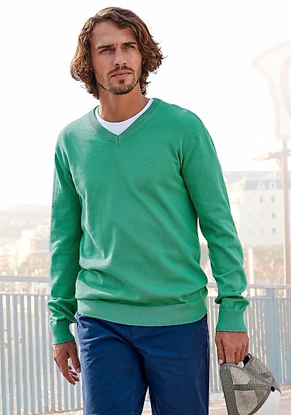 H.I.S Strickpullover mit V-Ausschnitt, Pullover aus Feinstrick, Baumwollmis günstig online kaufen