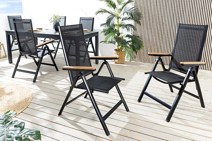 riess-ambiente Gartenstuhl DESIGNO anthrazit / natur · wetterfester klappba günstig online kaufen