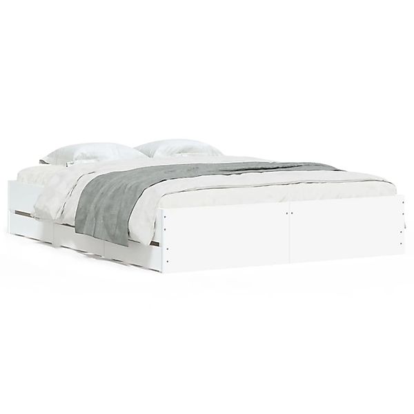 vidaXL Bettgestell mit Schubladen Weiß 140x200 cm Holzwerkstoff 3207273 günstig online kaufen