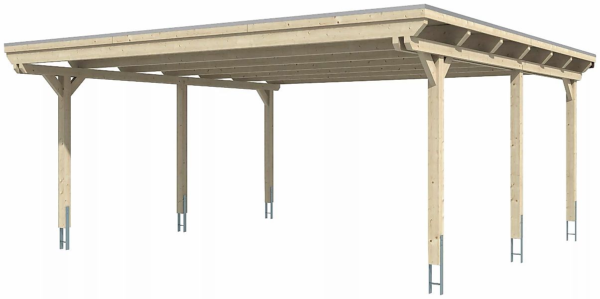 Skan Holz Carport Emsland 613 cm x 604 cm Nussbaum günstig online kaufen