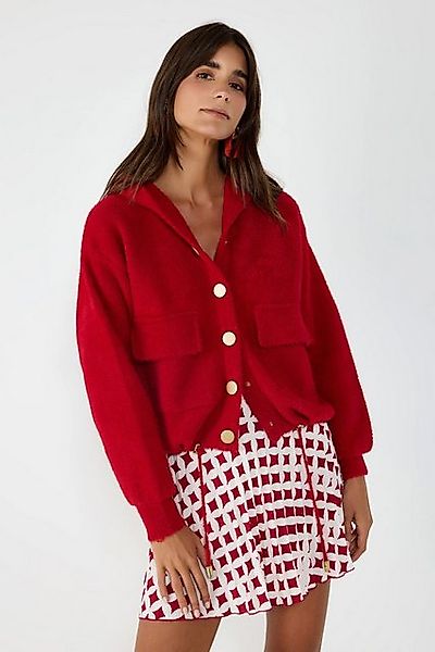 No Matter What Cardigan Roter Knopf Detail Taschen Strickjacke günstig online kaufen