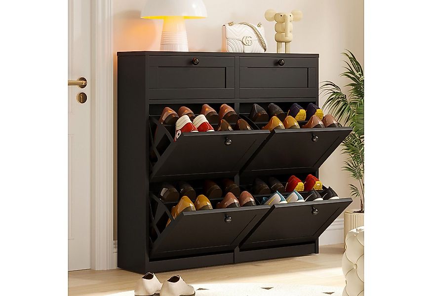VOWNER Schuhschrank mit 4 Klappen, einstellbarer Schuhregal, schmaler Schwa günstig online kaufen