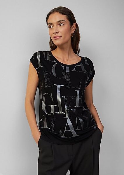 s.Oliver BLACK LABEL Shirttop T-Shirt mit glänzendem Folienprint günstig online kaufen