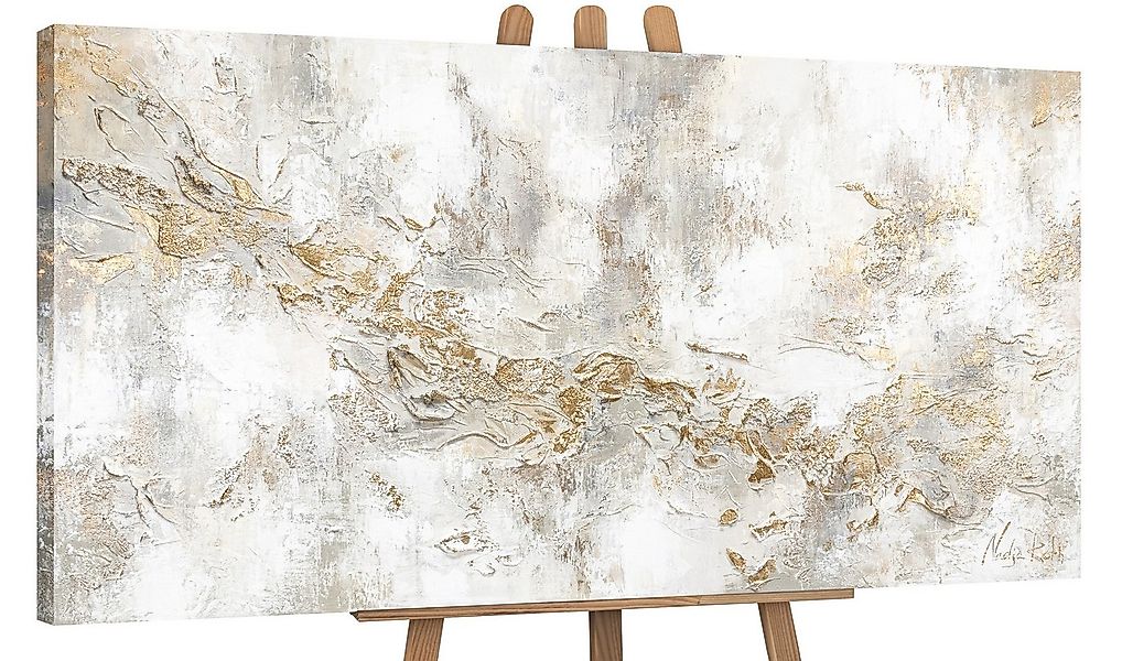 YS-Art Gemälde Geschichte, Abstrakte Bilder, Leinwand Bild Handgemalt Gold günstig online kaufen