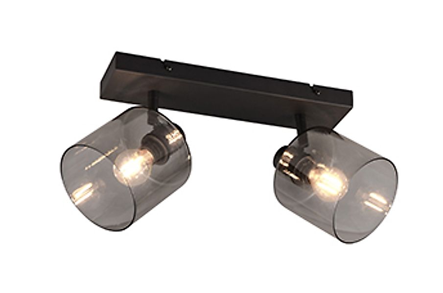 Spot 2xE14 Metall Schwarz Matt / Glas Smoke günstig online kaufen
