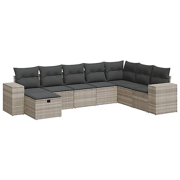vidaXL 8-Tlg Garten-Sofagarnitur mit Kissen Hellgrau Poly Rattan 3325738 günstig online kaufen