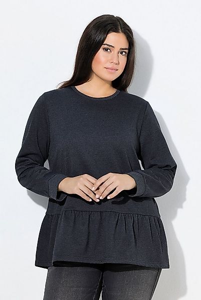 Ulla Popken Sweatshirt Sweatshirt Volantsaum A-Linie Rundhals Langarm günstig online kaufen